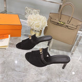 Hermès Nude Ankle Strap Heels - Side Profile View