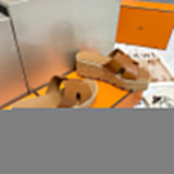 Hermès Camel Platform Sandals - Lifestyle Styling Shot