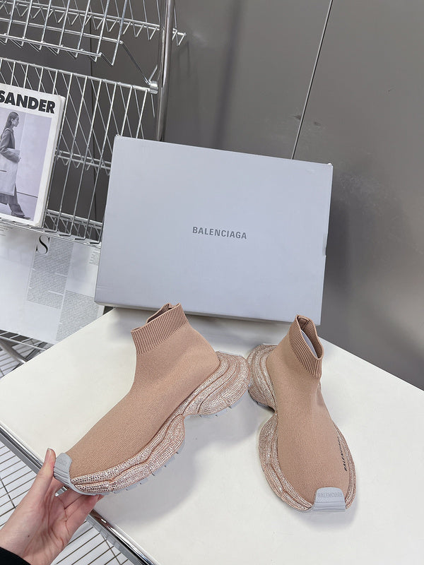 Balenciaga Beige Classic Ballet Flats - Close-Up Texture View