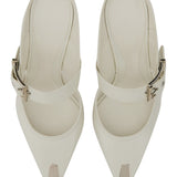 Close-up of Alexander McQueen pumps hardware and fine stitching