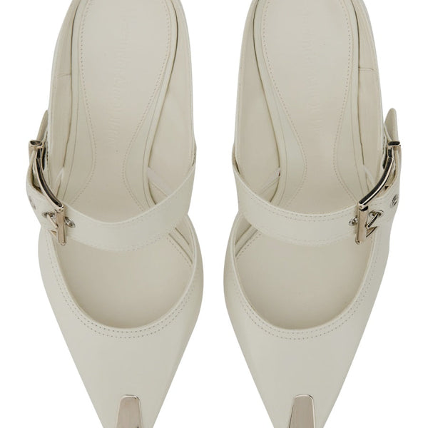 Close-up of Alexander McQueen pumps hardware and fine stitching