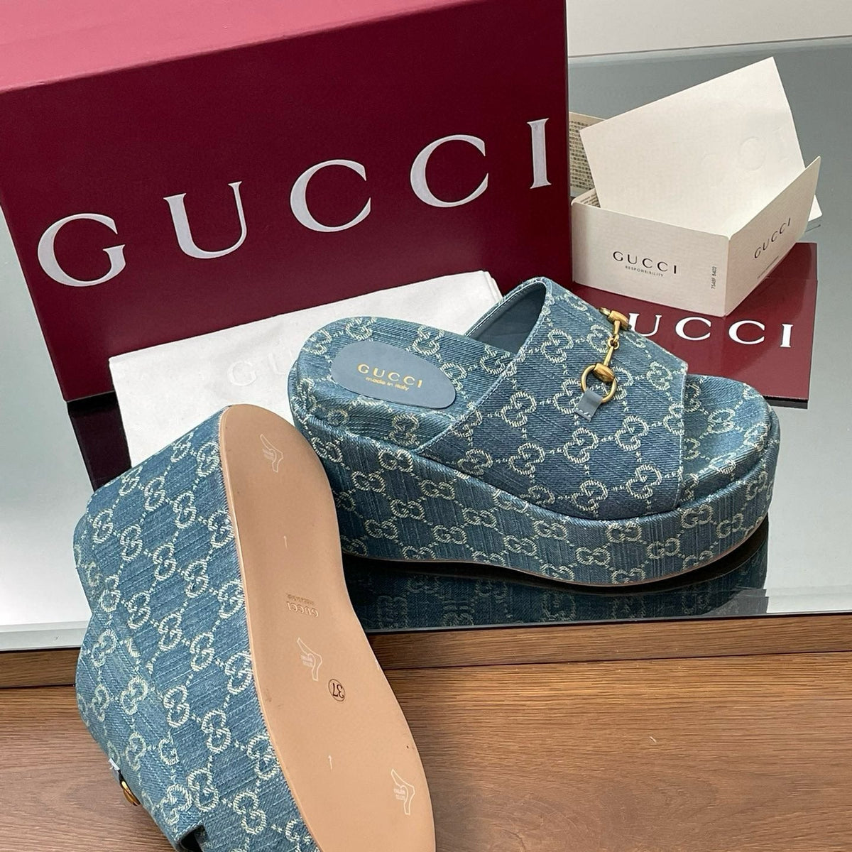 Gucci Shoes- Gucci Wedge Sandals Premium Designer Casual Shoes