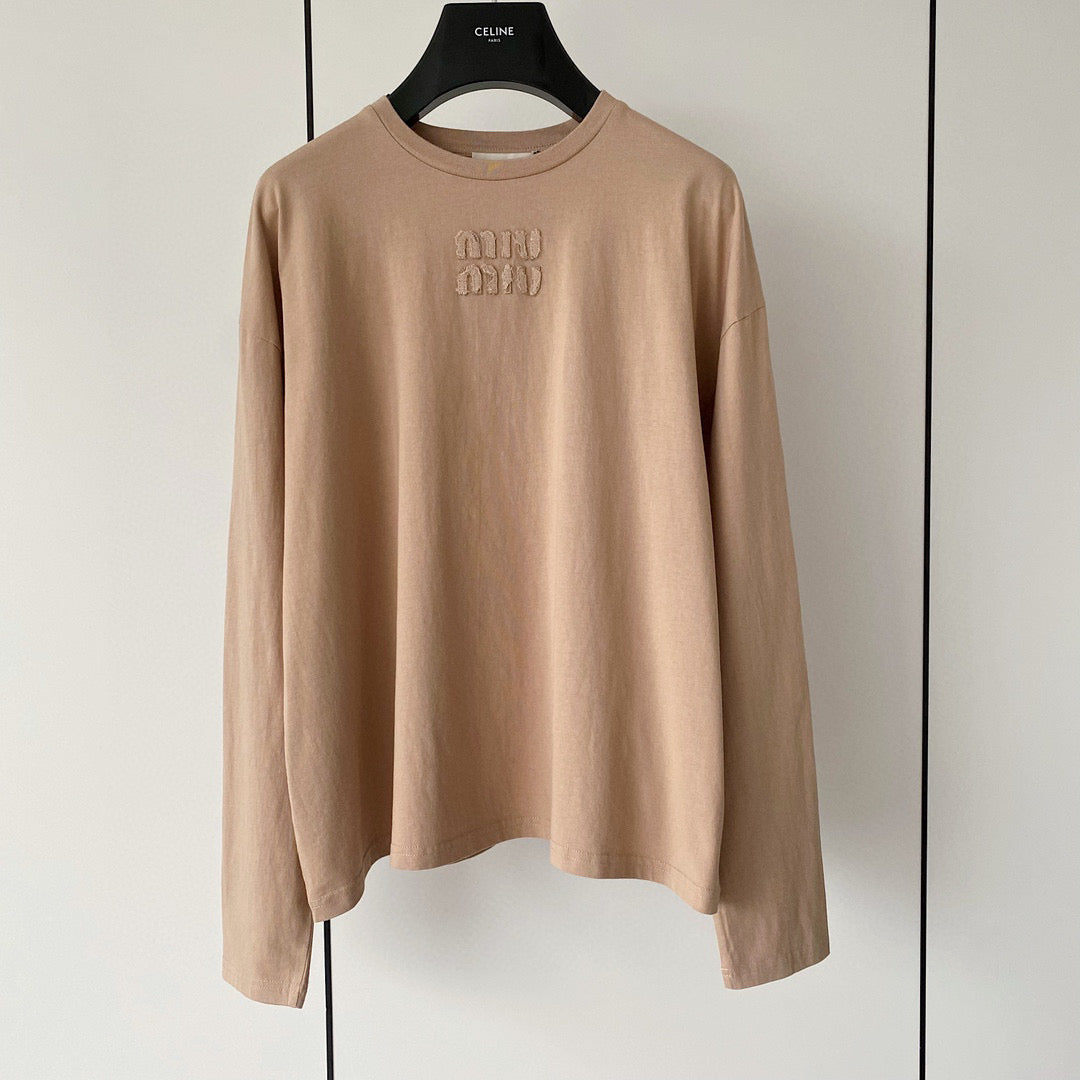 T-Shirts- Miu M Long Tee Casual Everyday Designer Tee