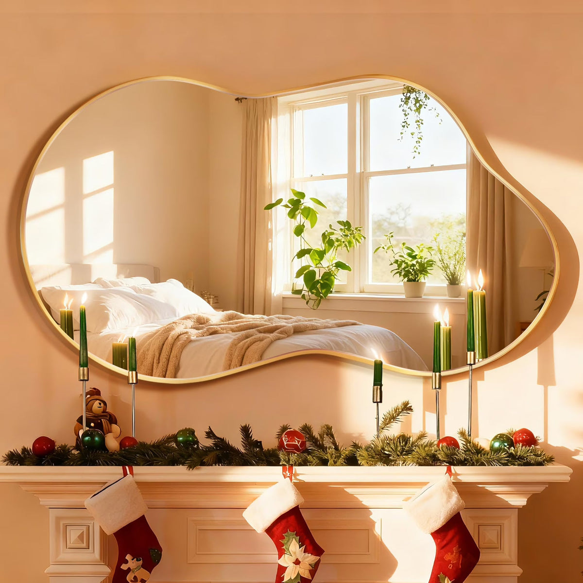 Irregular Wall Mirror 46"X26" Cloud Shaped Mirrors for Bathroom