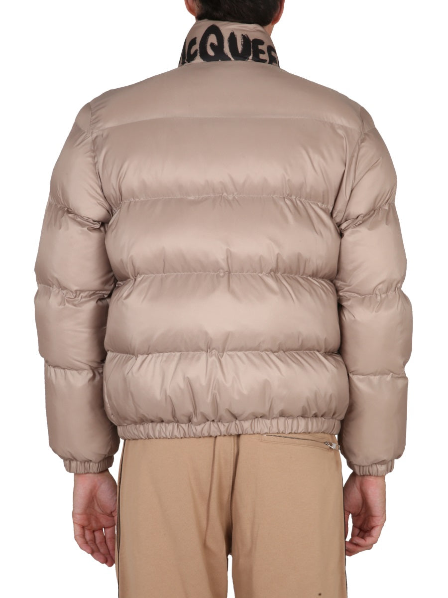Alexander McQueen Jackets? Alexander Mcqueen Men Graffiti Logo Print Down Jacket Luxury Designer Outerwear Jacket