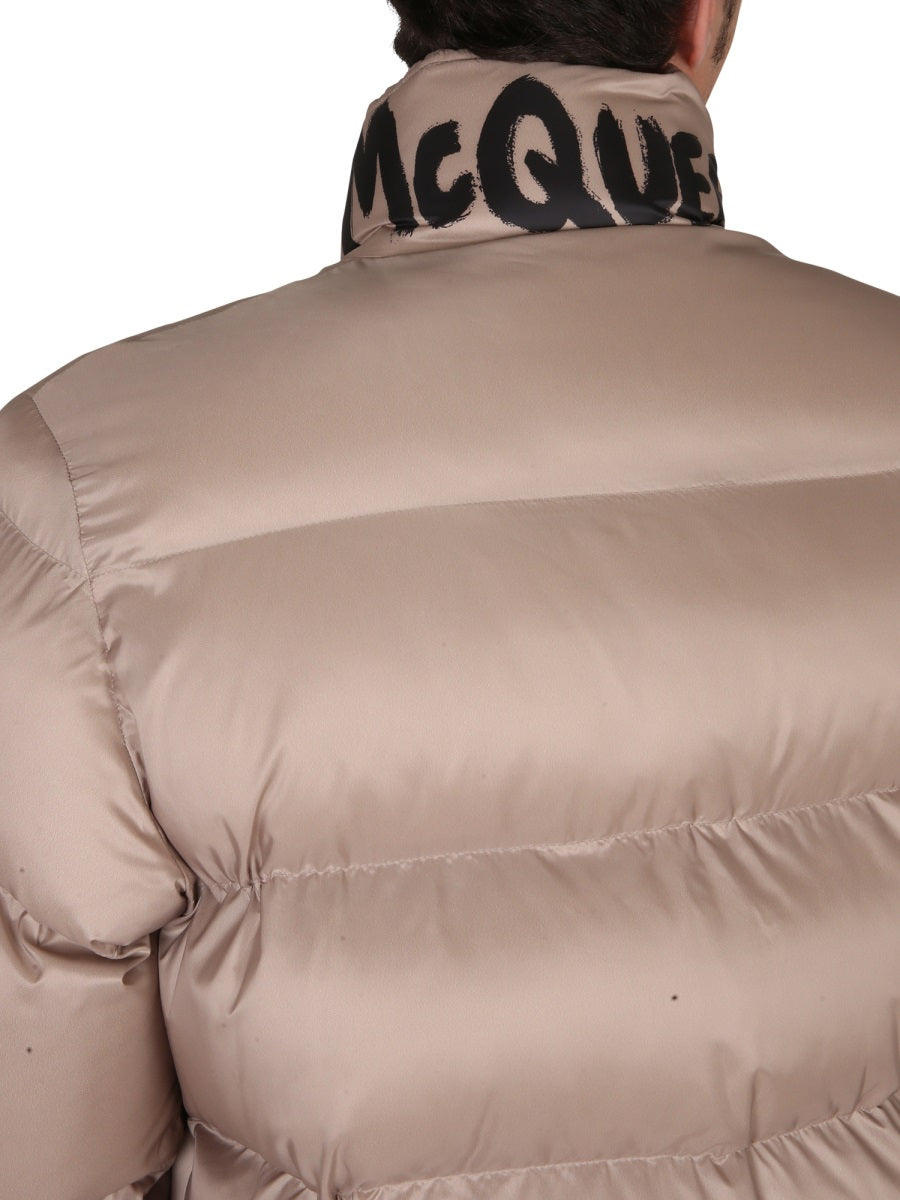 Alexander McQueen Jackets? Alexander Mcqueen Men Graffiti Logo Print Down Jacket Luxury Designer Outerwear Jacket