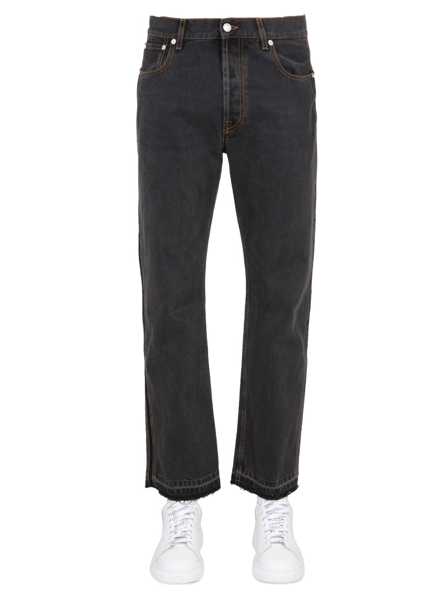 Alexander McQueen Jeans? Alexander Mcqueen Men Raw Cut Jeans Classic Everyday Designer Jeans