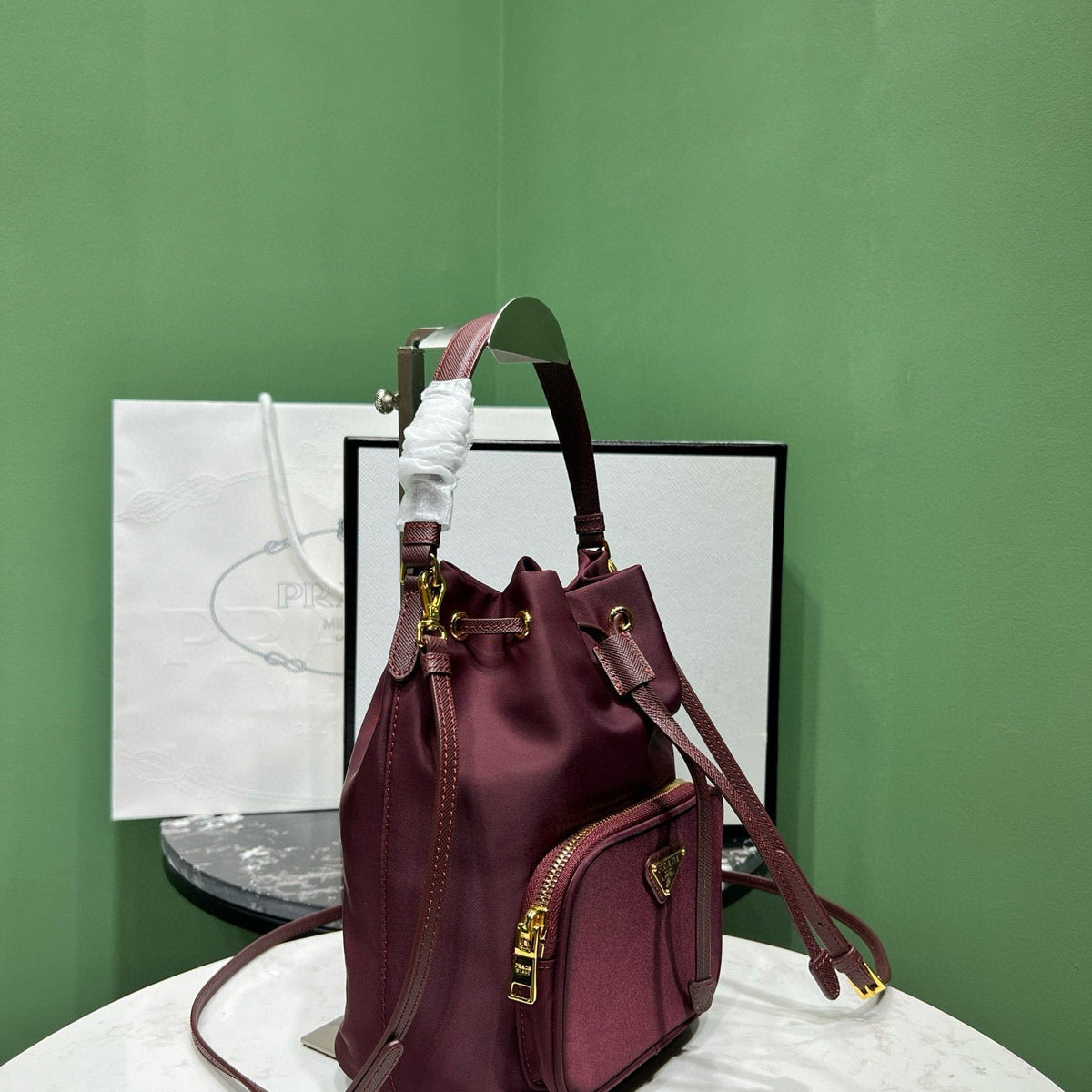 Wallets? Pd Duet Re-nylon Bucket Bag Premium Leather Designer Wallet