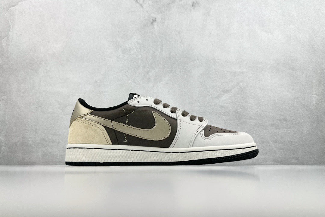 Jordan Shoes- Jordan Travis S x Jordan 1 Low Reverse Mocha Premium Designer Casual Shoes