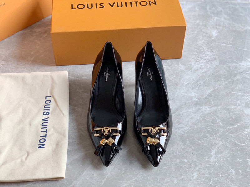 Close-up of Louis Vuitton shoes craftsmanship