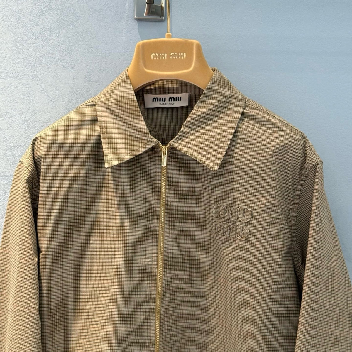 Tops- Miu M Zip Shirt Elegant Everyday Designer Top