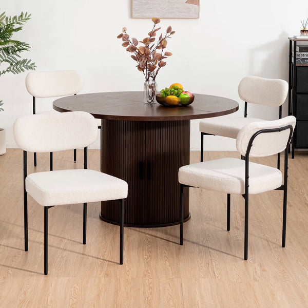 Boucle Dining Chairs Set of 4 Modern Upholstered Kitchen Dining Room Chairs