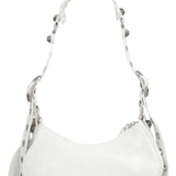 Close-up of Balenciaga crossbody hardware and fine stitching