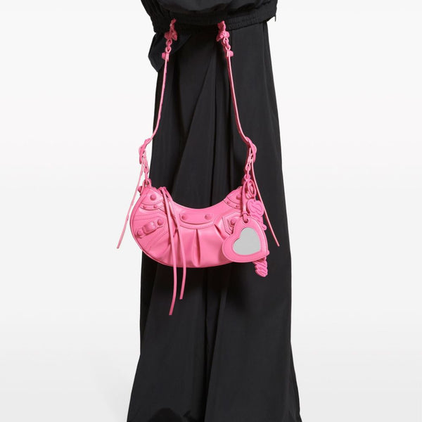 Close-up of Balenciaga handbags hardware and fine stitching