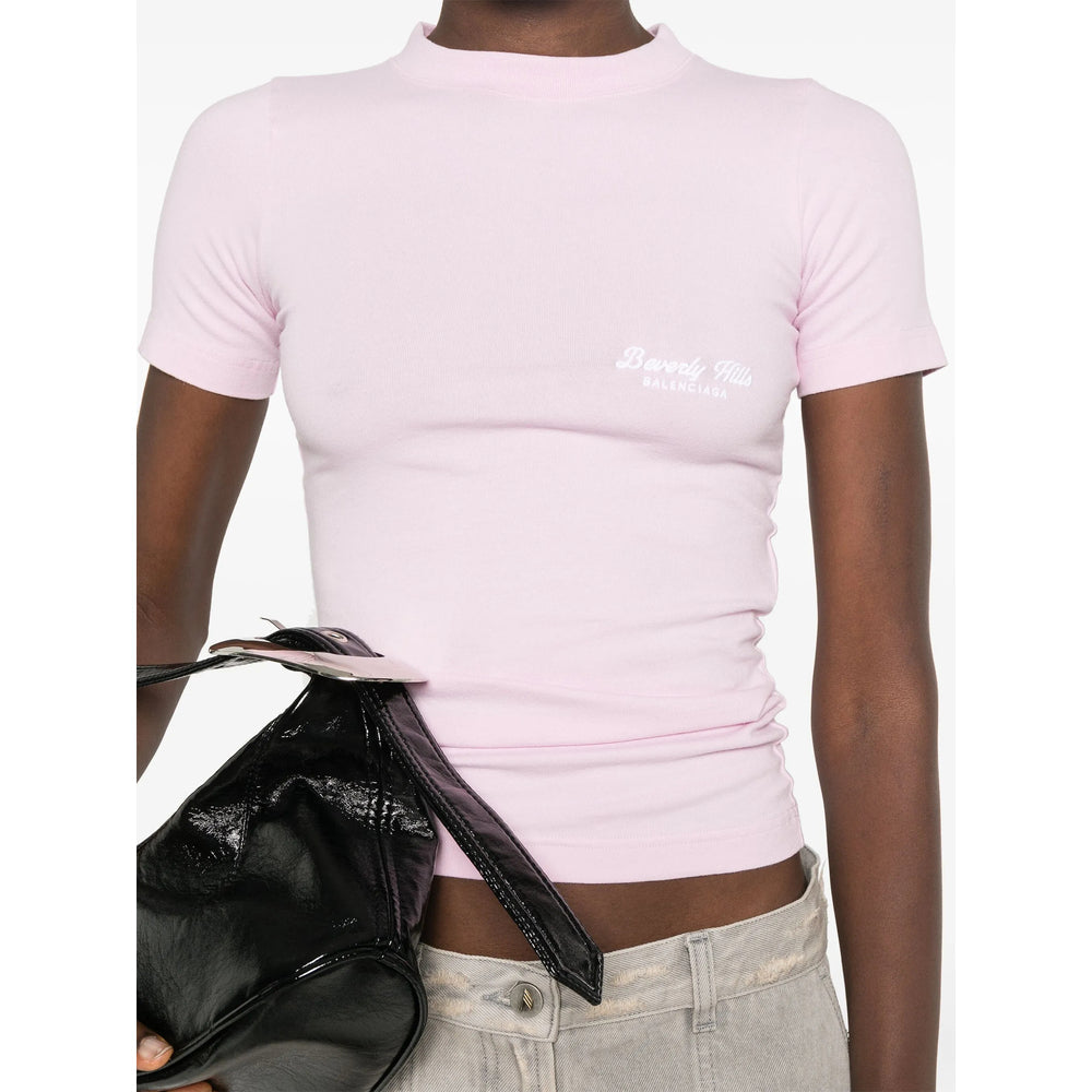 Close-up of Balenciaga tee shirts hardware and fine stitching