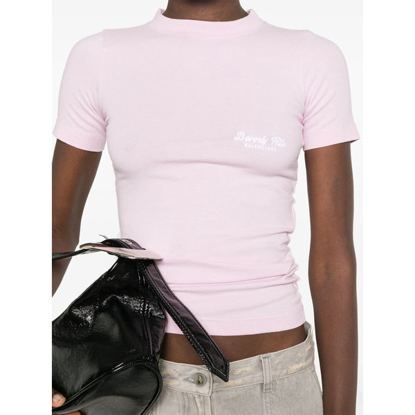 Close-up of Balenciaga tee shirts hardware and fine stitching