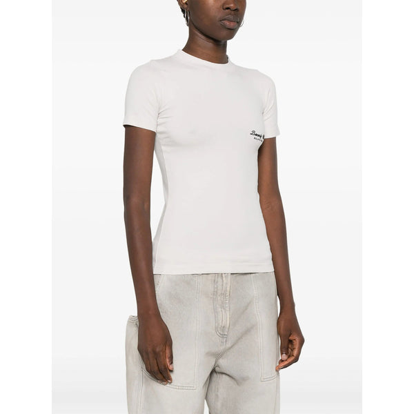 Close-up of Balenciaga tee shirts hardware and fine stitching