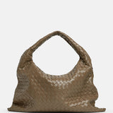 Close-up of Bottega Veneta shoulder bags hardware and fine stitching