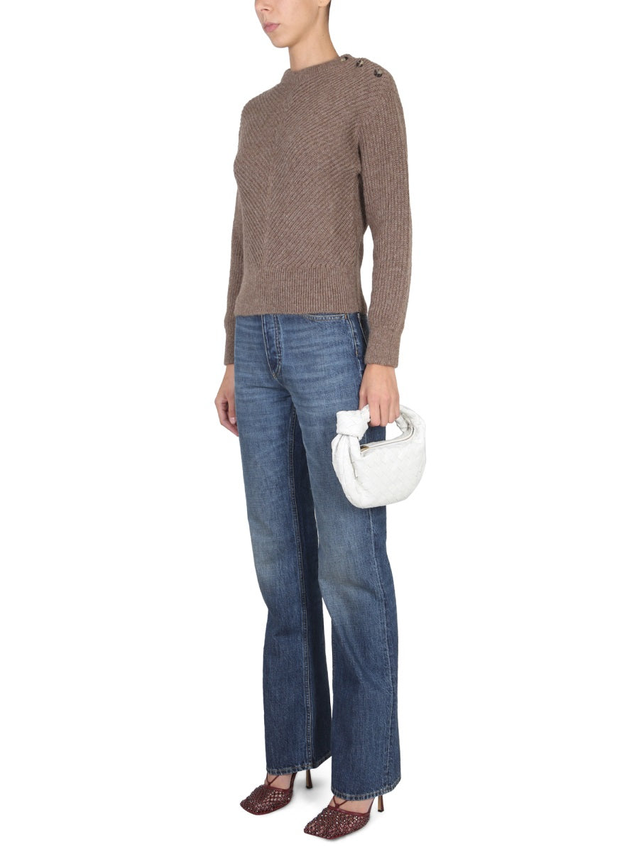 Bottega Veneta Sweaters? Bottega Veneta Women Alpaca Knit With Chevron Pattern Luxury Designer Knit Sweater