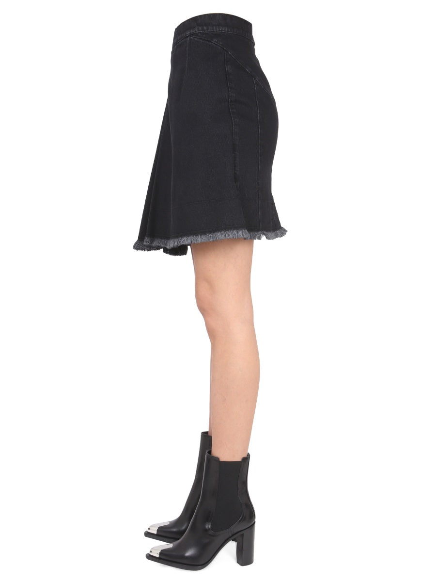 Alexander McQueen Skirts? Alexander Mcqueen Women Asymmetrical Mini Skirt Elegant Designer Casual Skirt
