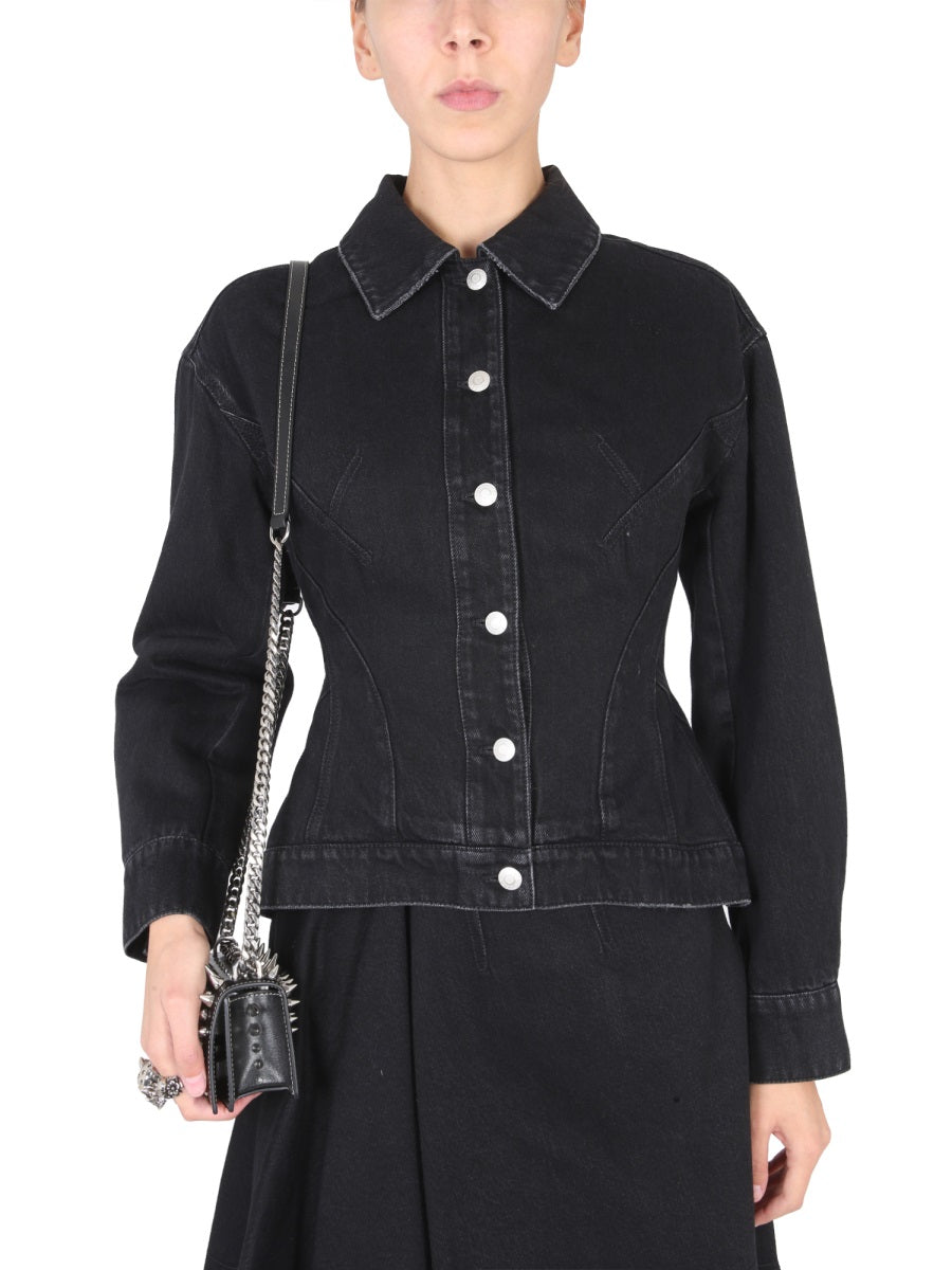 Alexander McQueen Jackets? Alexander Mcqueen Women Hybrid Denim Jacket Premium Casual Designer Jacket