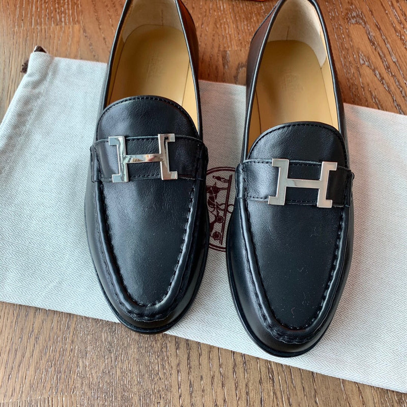 Hermès Grey Platform Heels - Angled View