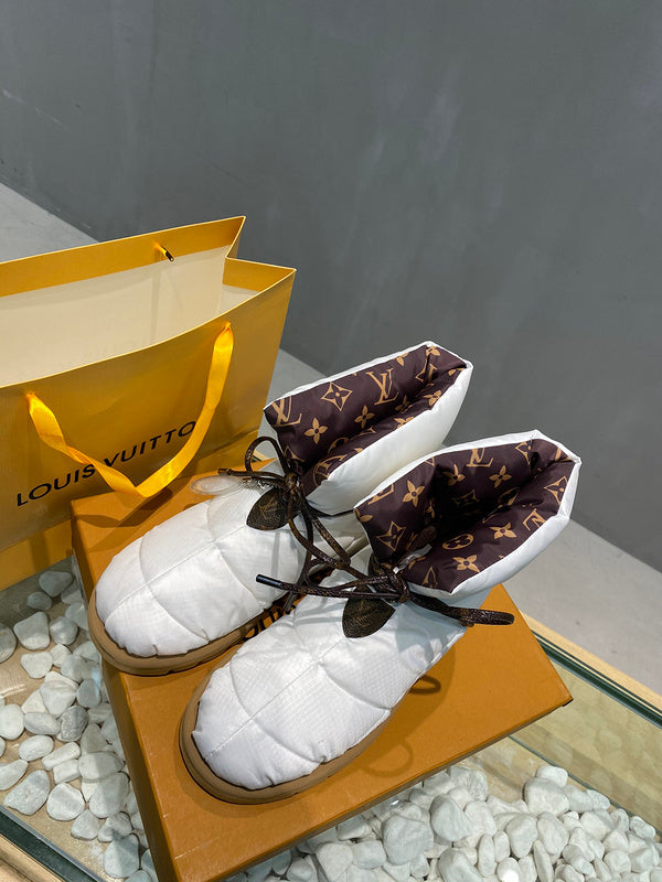 Louis Vuitton White Low-Top Sneakers - Back View