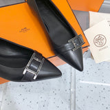 Hermès White Classic Ballet Flats - Toe Detail View
