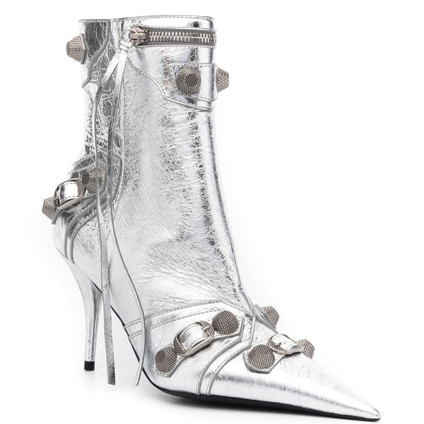 Balenciaga Shoes? BALENCIAGA Metallic Ankle Boots with Stiletto Heel Comfortable Everyday Designer Shoes