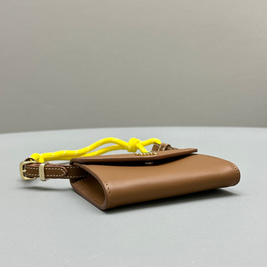 Wallets- Miu M Shoulder Strap Wallet Elegant Everyday Leather Wallet