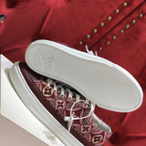 Louis Vuitton Burgundy Classic Ballet Flats - Close-Up Texture View