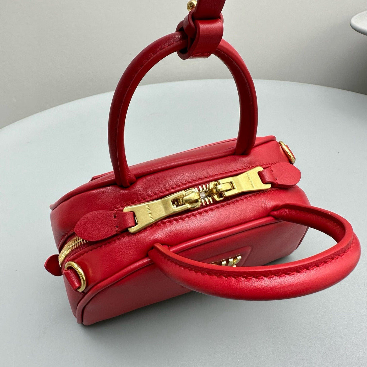 Bags- Miu M Leather Top Handle Bag Elegant Everyday Designer Handbag