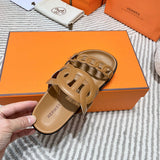 Hermès Grey Ankle Strap Sandals - Lifestyle Styling Shot