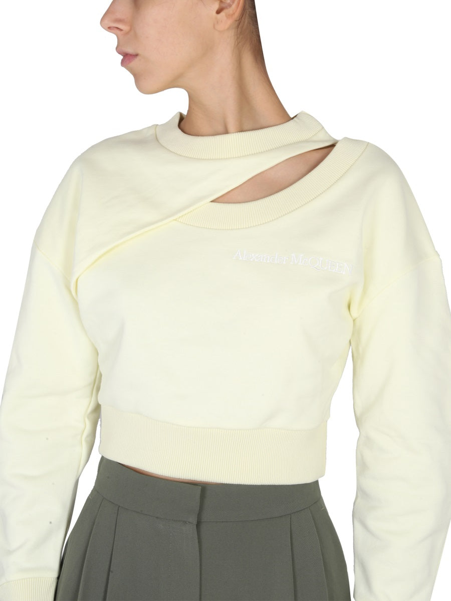 Alexander McQueen Hoodies? Alexander Mcqueen Women Cropped Sweatshirt Premium Designer Casual Hoodie