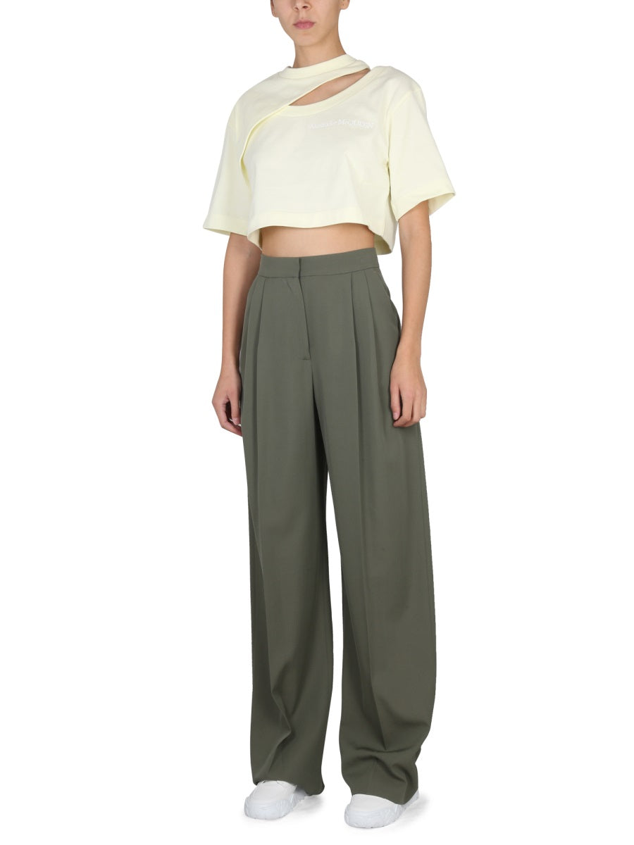 Alexander McQueen Pants? Alexander Mcqueen Women Wide Leg Pants Premium Designer Casual Trousers