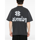 Close-up of Balenciaga tee shirts hardware and fine stitching