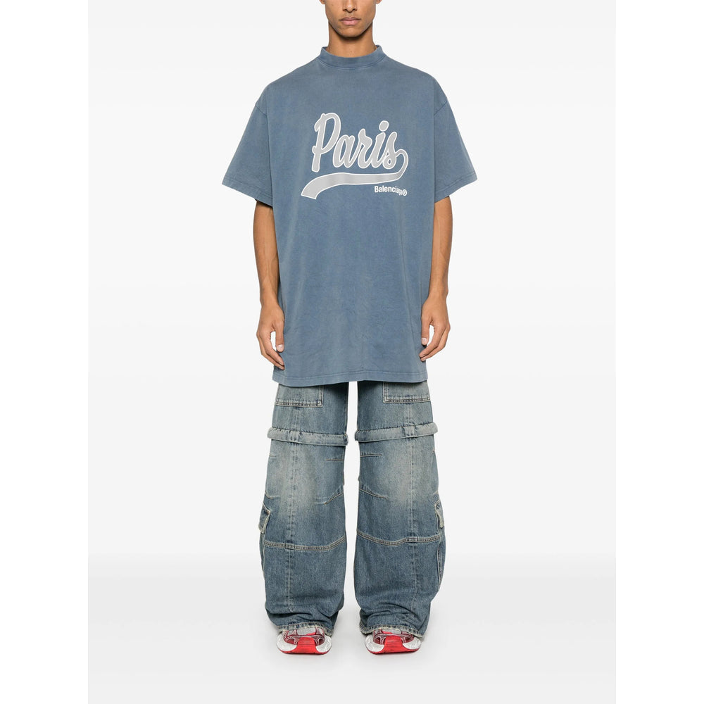 Balenciaga T-Shirts- Balenciaga Blue T-Shirts & Vests - T-Shirts Men Premium Designer Cotton T-Shirt
