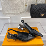 Louis Vuitton Black Block Heel Pumps - Toe Detail View