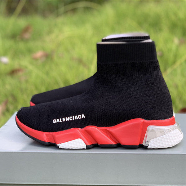 Balenciaga Red Chelsea Boots - Side Profile View