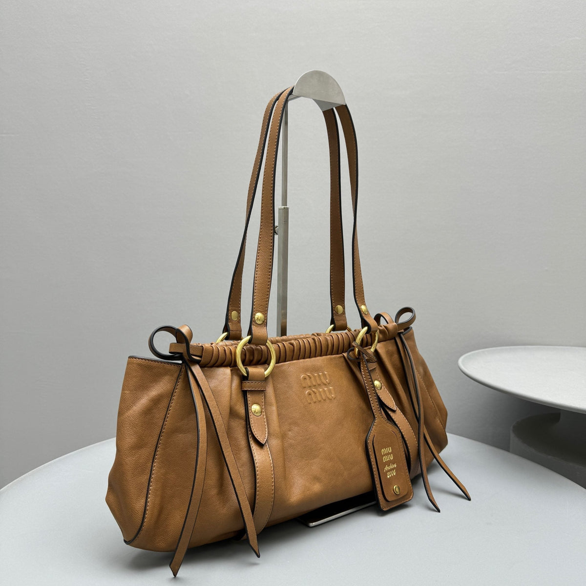 Bags- Miu M Nappa Leather Bag Elegant Everyday Designer Handbag