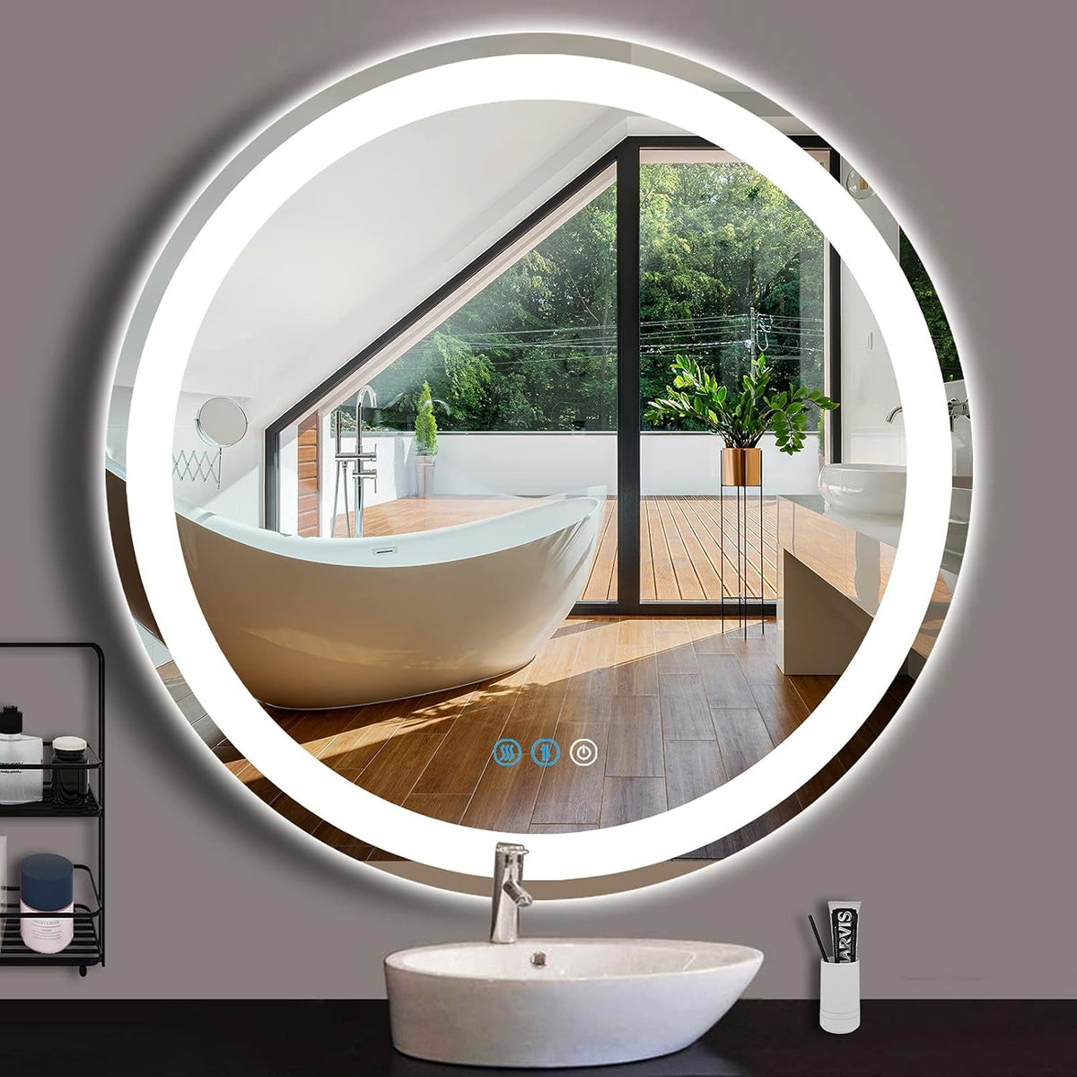32 Inch Bathroom round LED Mirror with Lights