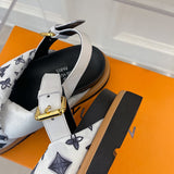 Louis Vuitton Beige Block Heel Pumps - Back View