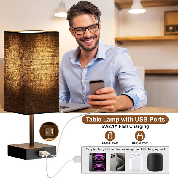 Bedside Table Lamps Set of 2