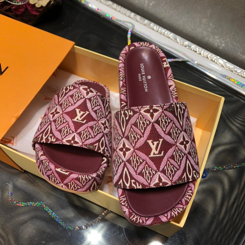 Louis Vuitton Burgundy Low-Top Sneakers - Close-Up Texture View