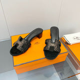 Hermès Black Ankle Strap Sandals - Back View