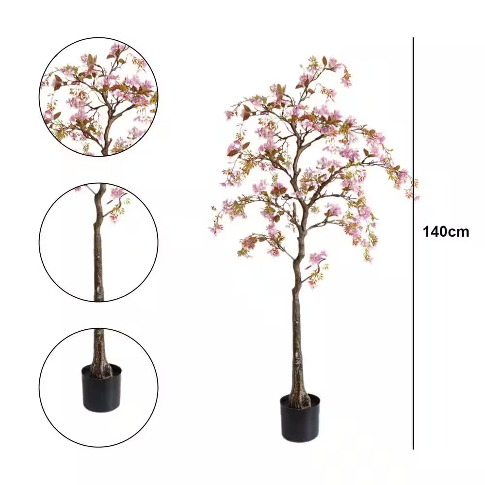 4.6 Ft. Artificial Trees, Realistic Potted Silk Begonia Flower Tree
