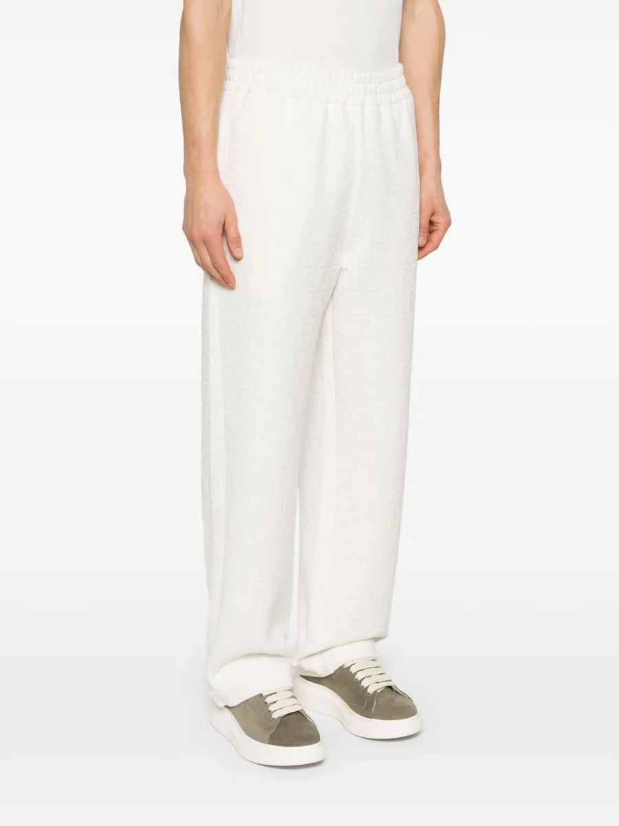 Close-up of Fendi pants hardware and fine stitching