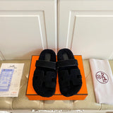 Hermès Red Flat Thong Sandals - Front View