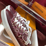 Louis Vuitton Burgundy Classic Ballet Flats - Detail Shot of Craftsmanship