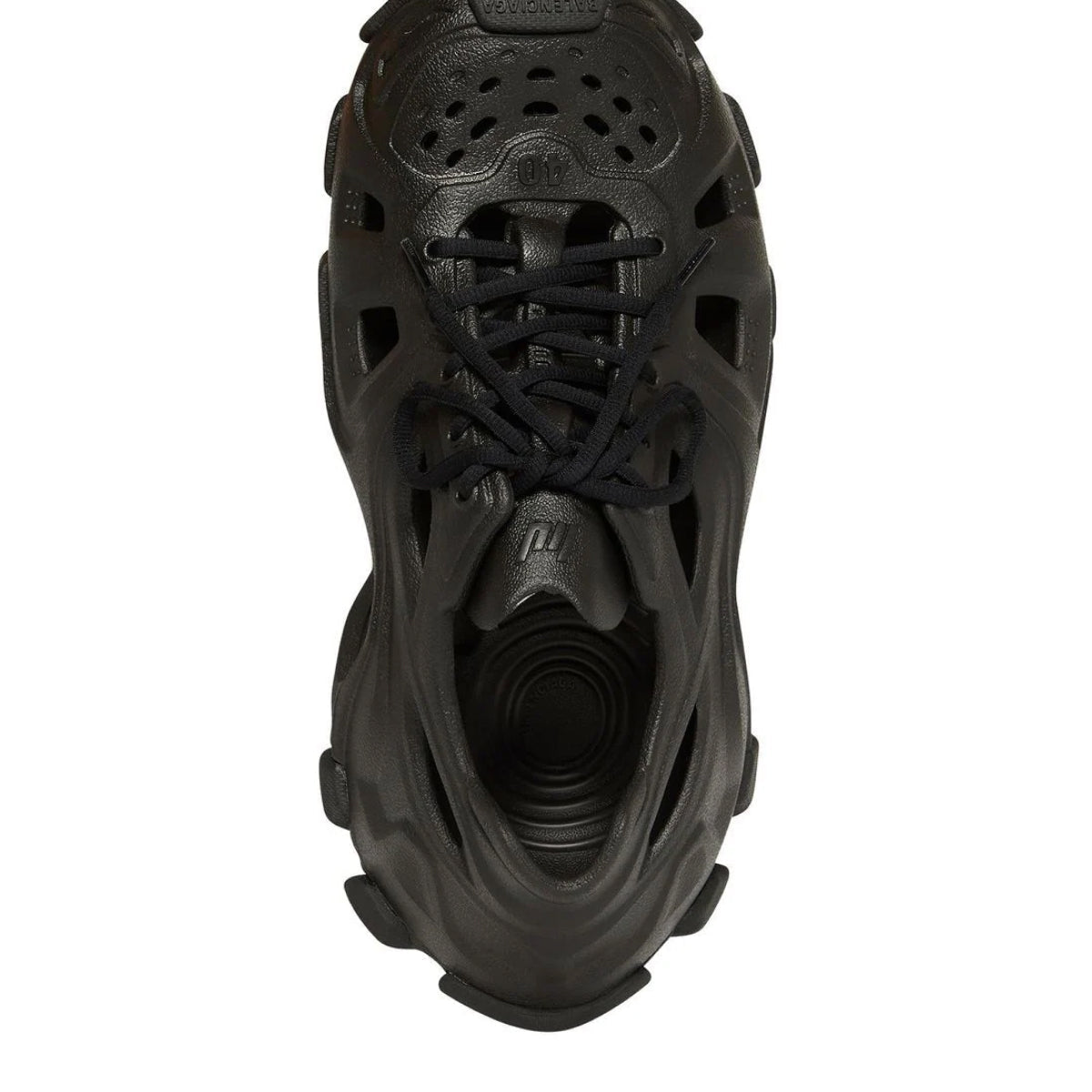 Close-up of Balenciaga sneakers hardware and fine stitching